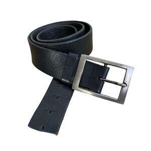 Martin Dingman Bridle Leather Belt 36 Black Mens Silver Buckle USA 1.5" *Trimmed